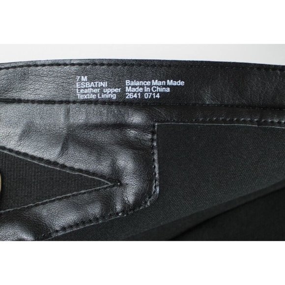 Black Riding Biker Boots Women 7 M Leather Tall Zip Buckle Accent Block Heel - Picture 5 of 11